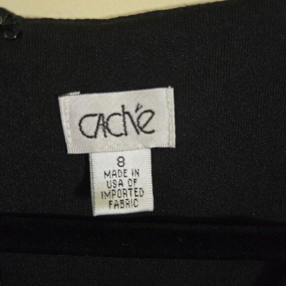 Cache Vintage Y2K Black Gold Metallic Crackle Giraffe Print Sheath Dress Size 8 - Picture 5 of 6